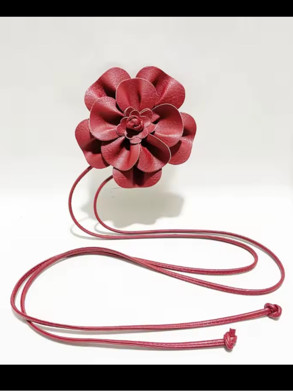 Red Floral Leather Waist Belt Beautiful Look - Picture 6 of 6